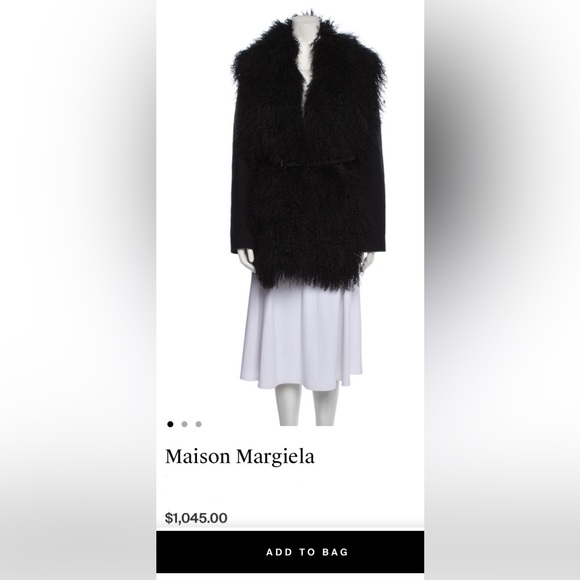 Maison Margiela Goat Fur trim and wool coat with leather wrap belt - Picture 4 of 6